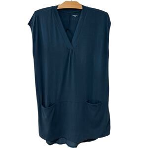 Garnet Hill | Tunic Top Short Sleeve Pockets Silk Blend-- Size Small